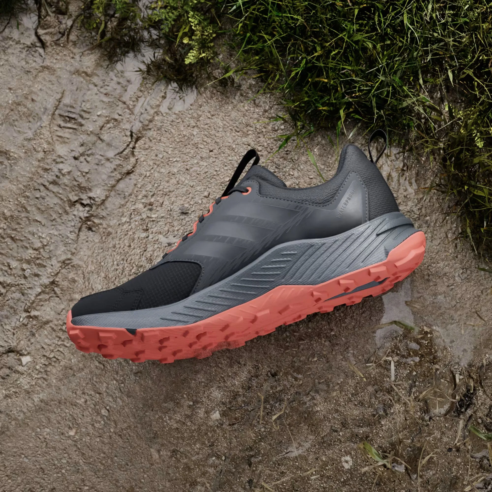 Adidas Terrex Men's Tracefinder 2 Climaproof Trail Running Shoes Core Black/Core Black/Semi Impact Orange JR9134 - Image 6