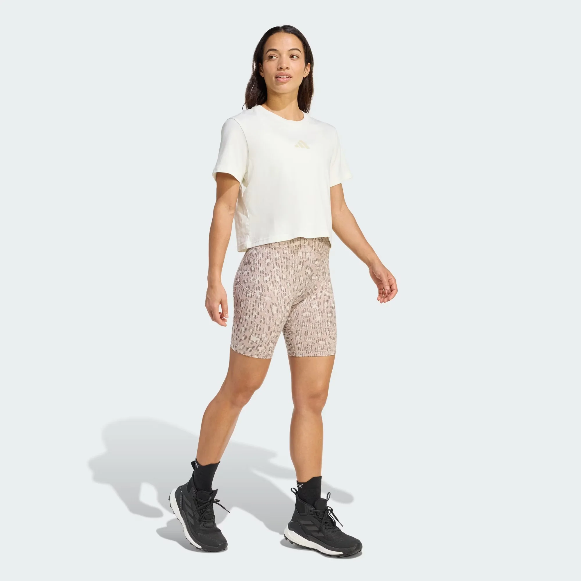 Adidas Terrex Women's Multi 8inch Printed Tight Shorts Beige/Wonder Taupe/Trace Brown KF3590 - Image 3
