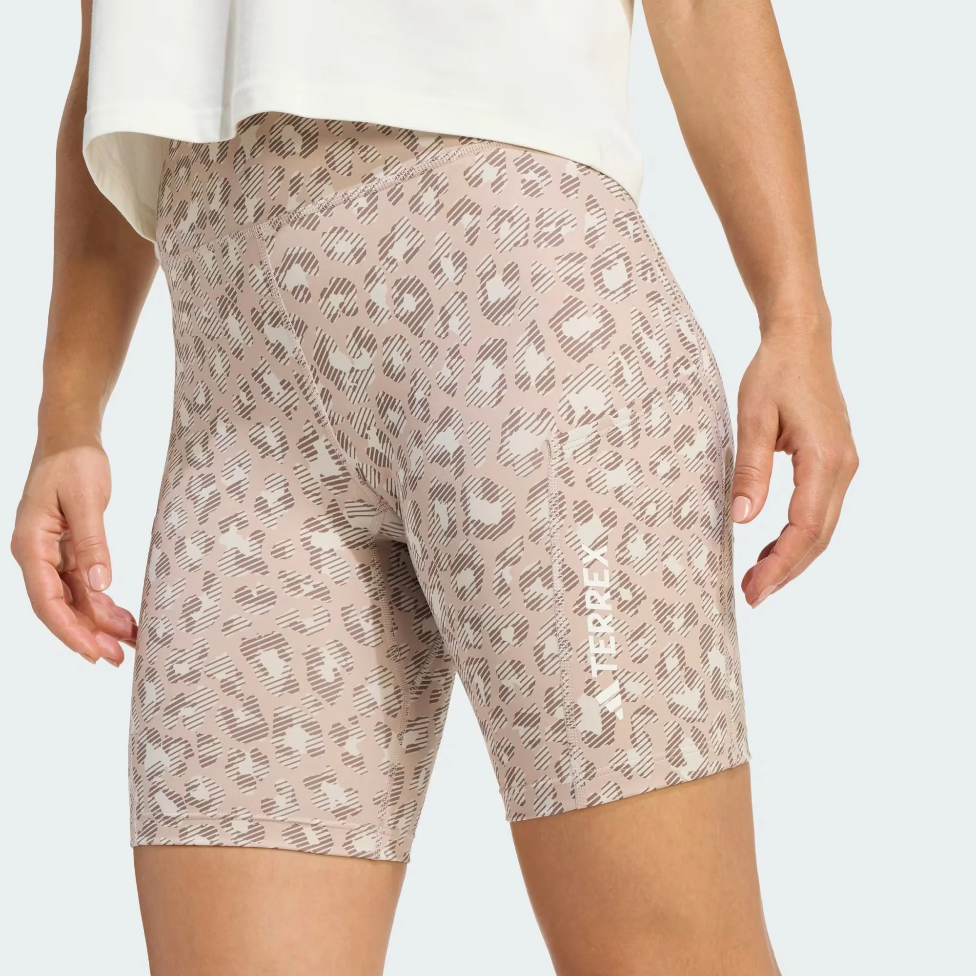 Adidas Terrex Women's Multi 8inch Printed Tight Shorts Beige/Wonder Taupe/Trace Brown KF3590 - Image 5