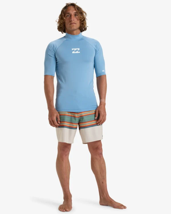 Billabong Men's Waves All Day UV Short Sleeve Rash Vest Sky Blue EBYWR00101-BJD0 - Image 4