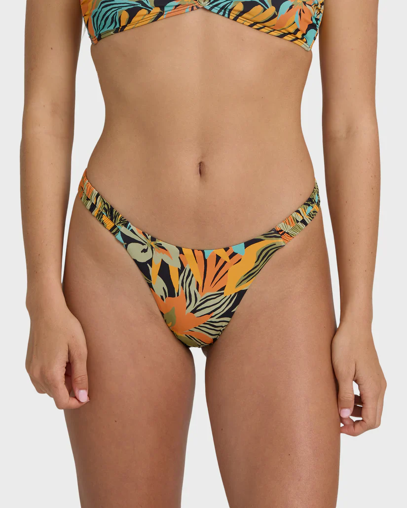Billabong Women's Des Tropiques Sunni Scrunch Tiny Bikini Bottom Black Multi 24O251600-BLM1