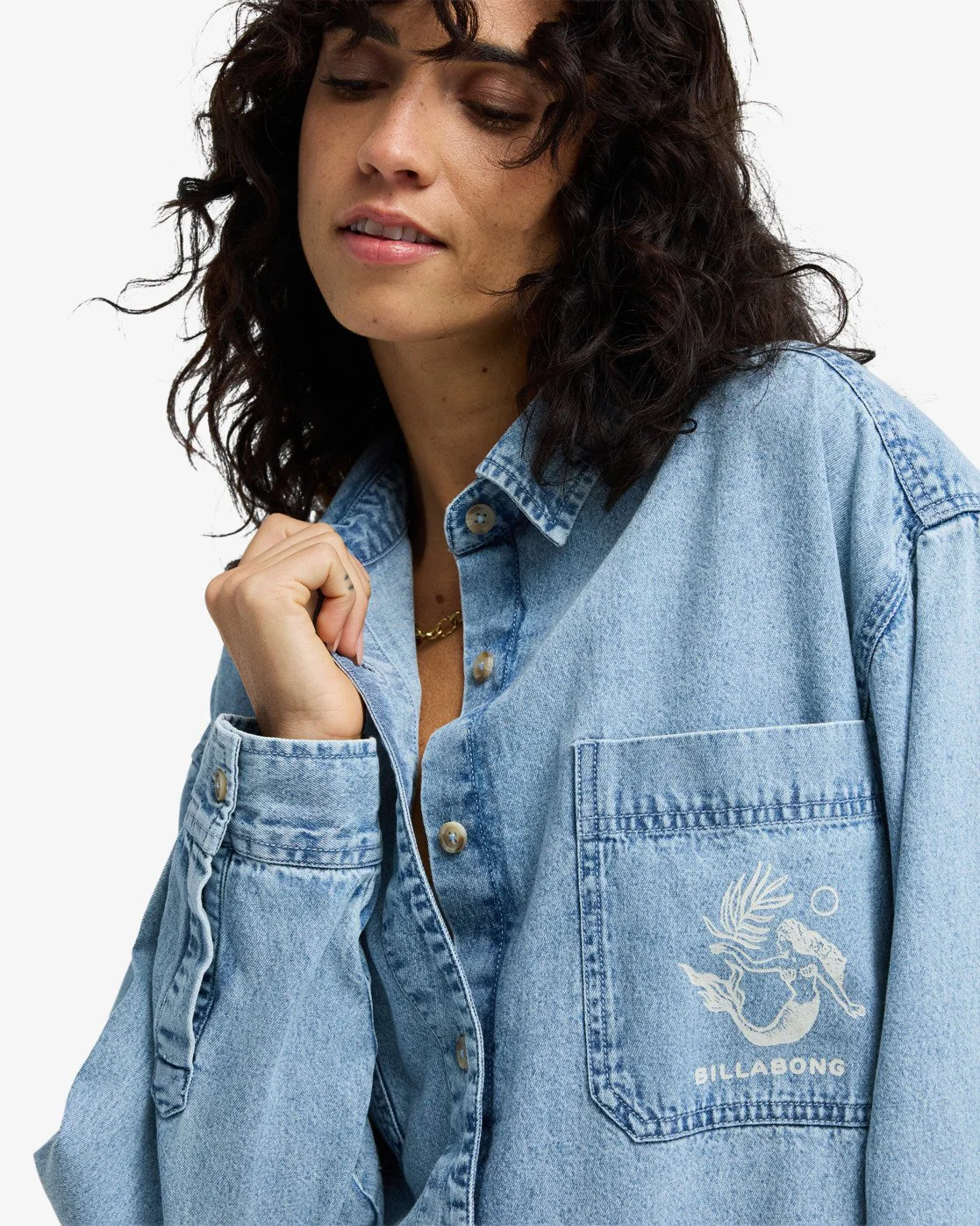 Billabong Women's Down The Coast Long Sleeve Shirt Washed Blue EBJWT00122-BLB0 - Image 5