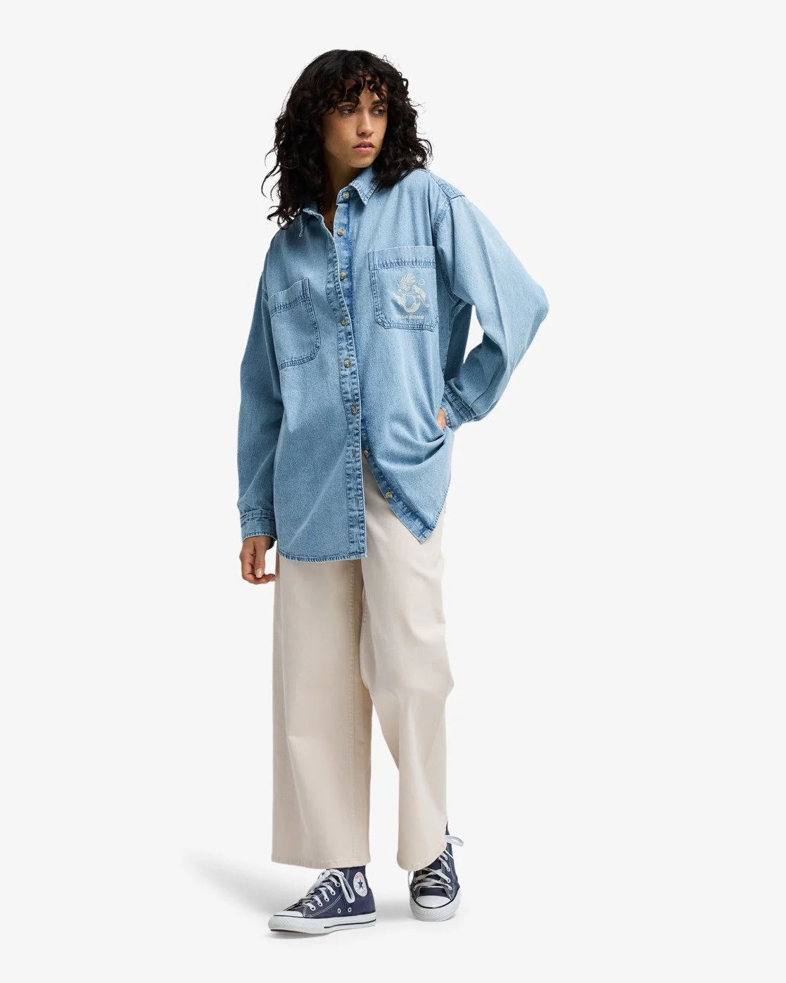 Billabong Women's Down The Coast Long Sleeve Shirt Washed Blue EBJWT00122-BLB0 - Image 8