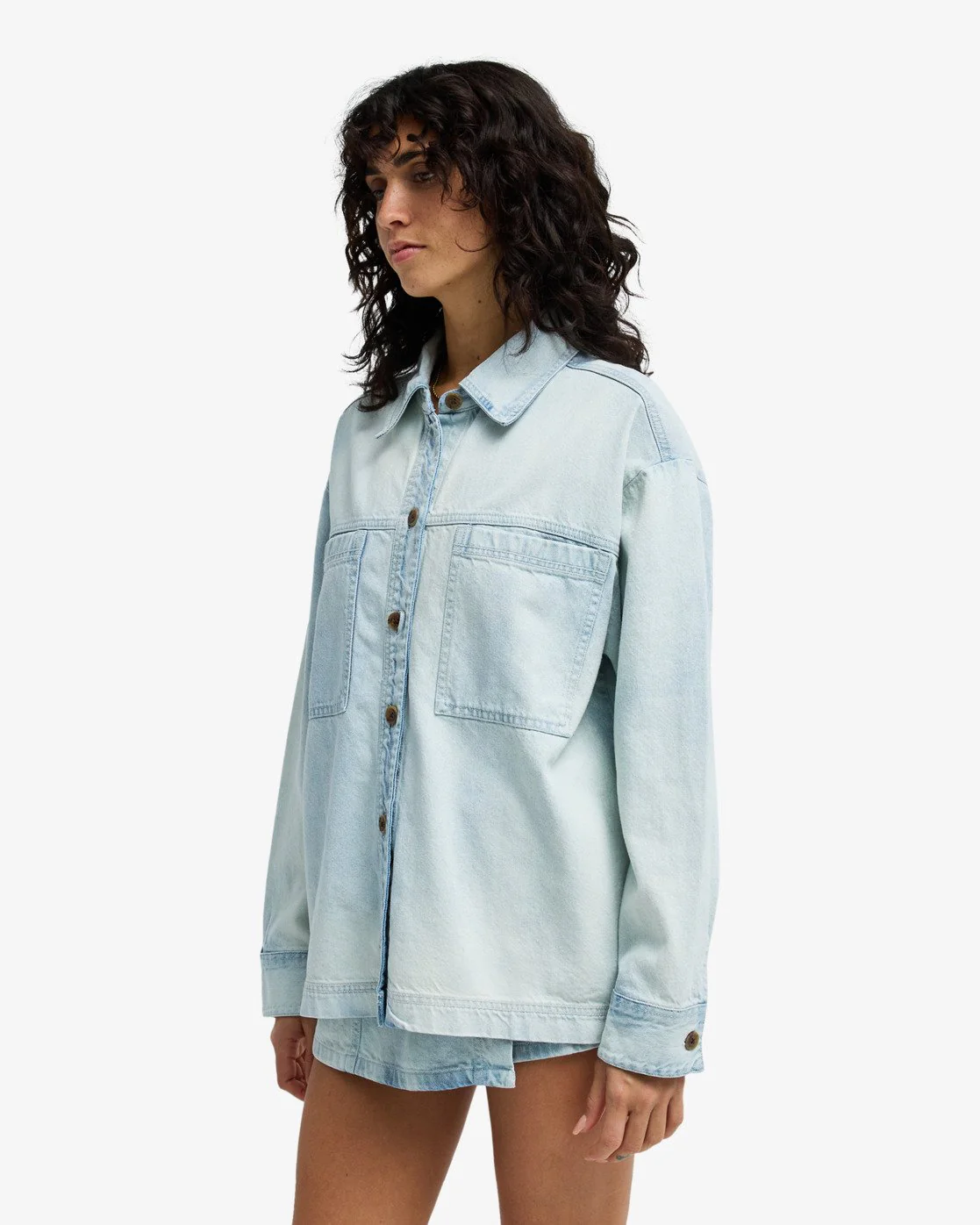 Billabong Women's Jade Saltwashed Oversized Overshirt Blue Mist 24B051601-BMT - Image 3