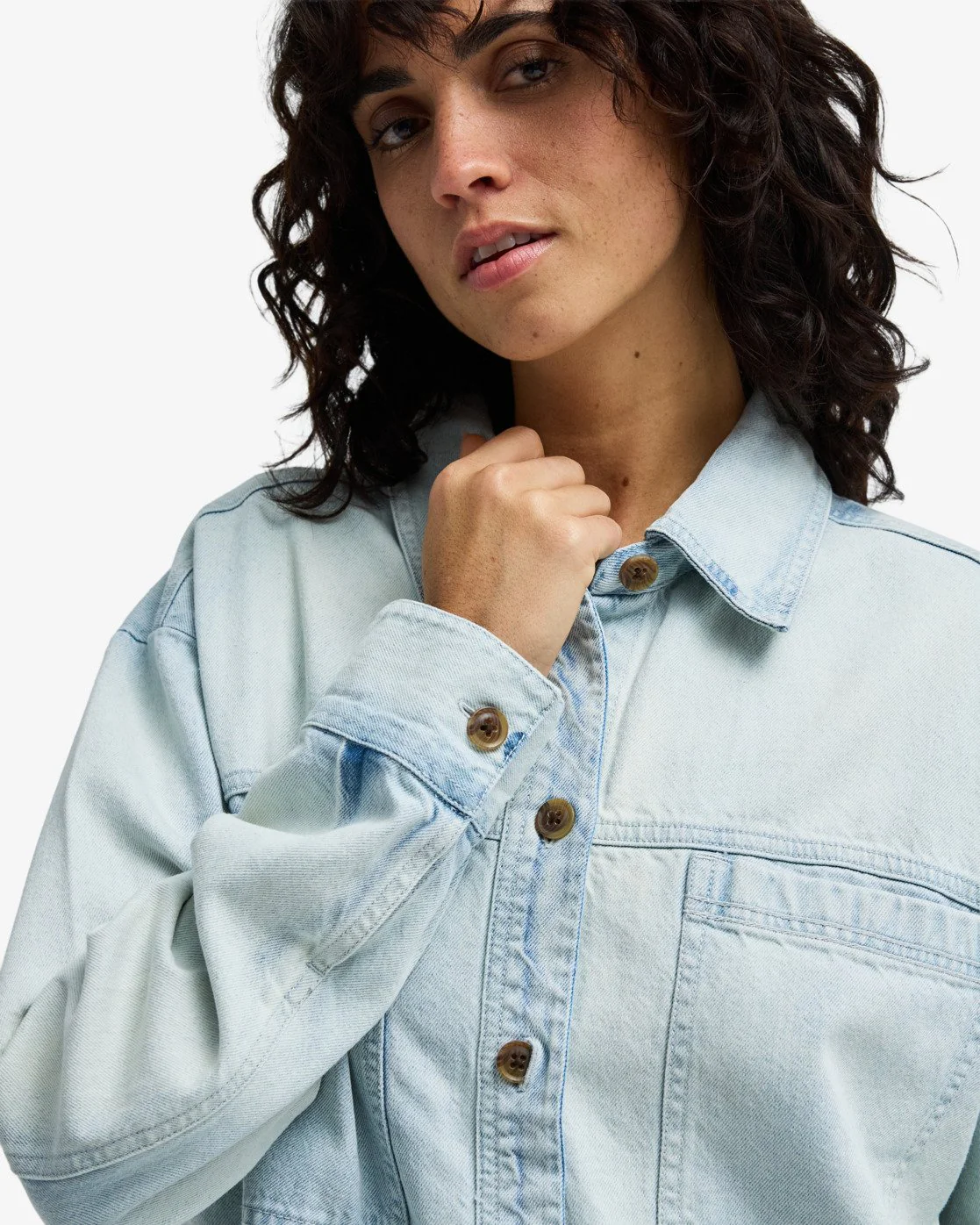 Billabong Women's Jade Saltwashed Oversized Overshirt Blue Mist 24B051601-BMT - Image 4