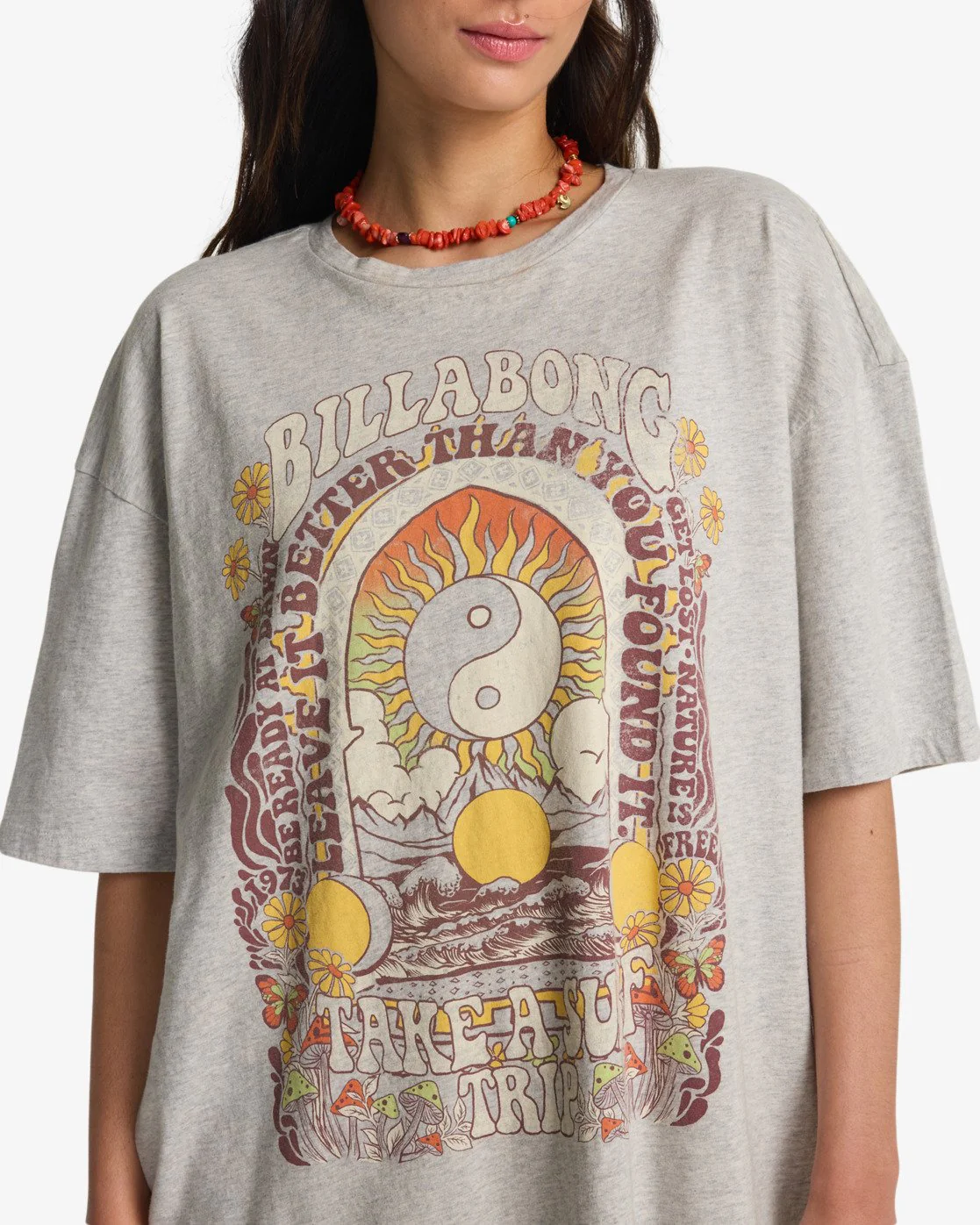 Billabong Women's Surf Trip Short Sleeve T-Shirt Grey Heather EBJZT00593-GRH - Image 4