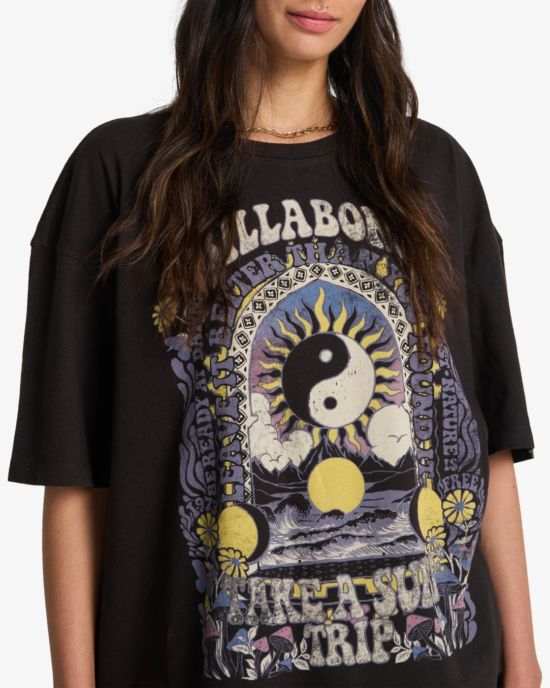 Billabong Women's Surf Trip Short Sleeve T-Shirt Off Black EBJZT00593-OFB - Image 4