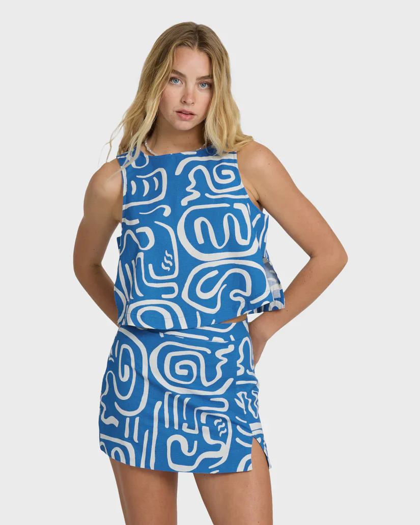 Billabong Women's Wave Washed Printed Skirt True Blue 24B144500-TRB1 - Image 2