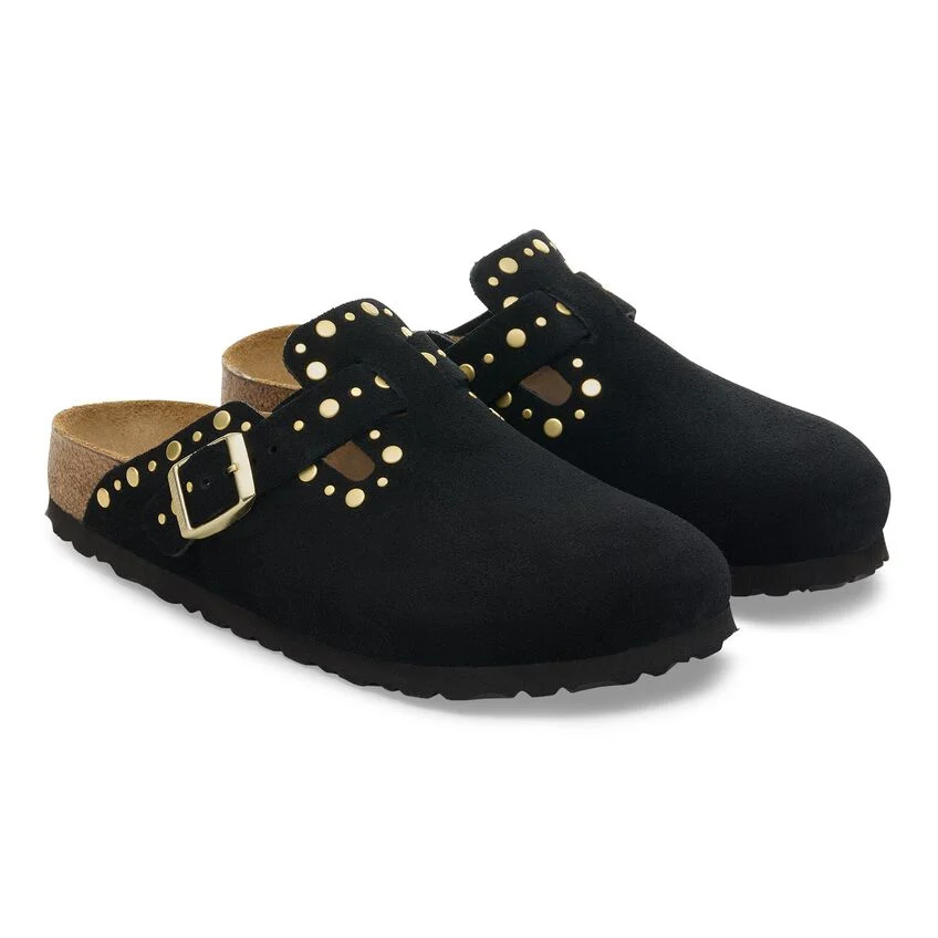 Birkenstock Unisex Boston Rivets Suede Leather Black 1030453 - Image 4