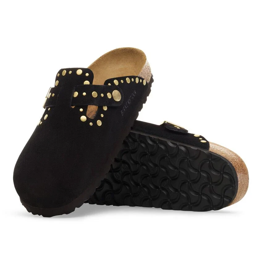 Birkenstock Unisex Boston Rivets Suede Leather Black 1030453 - Image 6