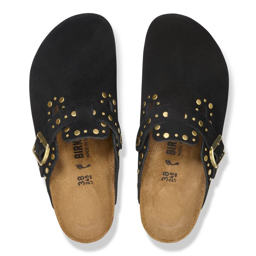 Birkenstock Unisex Boston Rivets Suede Leather Black 1030453 - Image 7