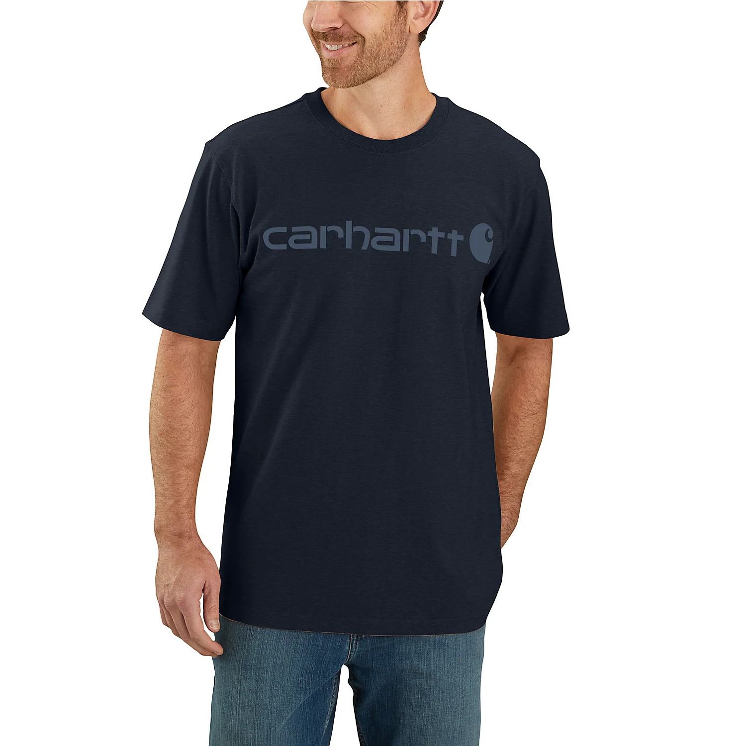 Carhartt Men's Dearborn Relaxed Logo T-Shirt Navy/Dark Blue 103361-I27