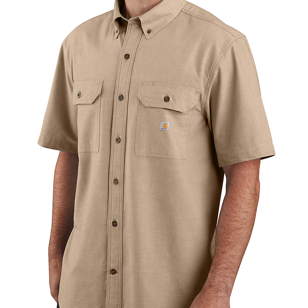 Carhartt Men's Fort Loose Short Sleeve Shirt Dark Tan Chambray 104369-256 - Image 3