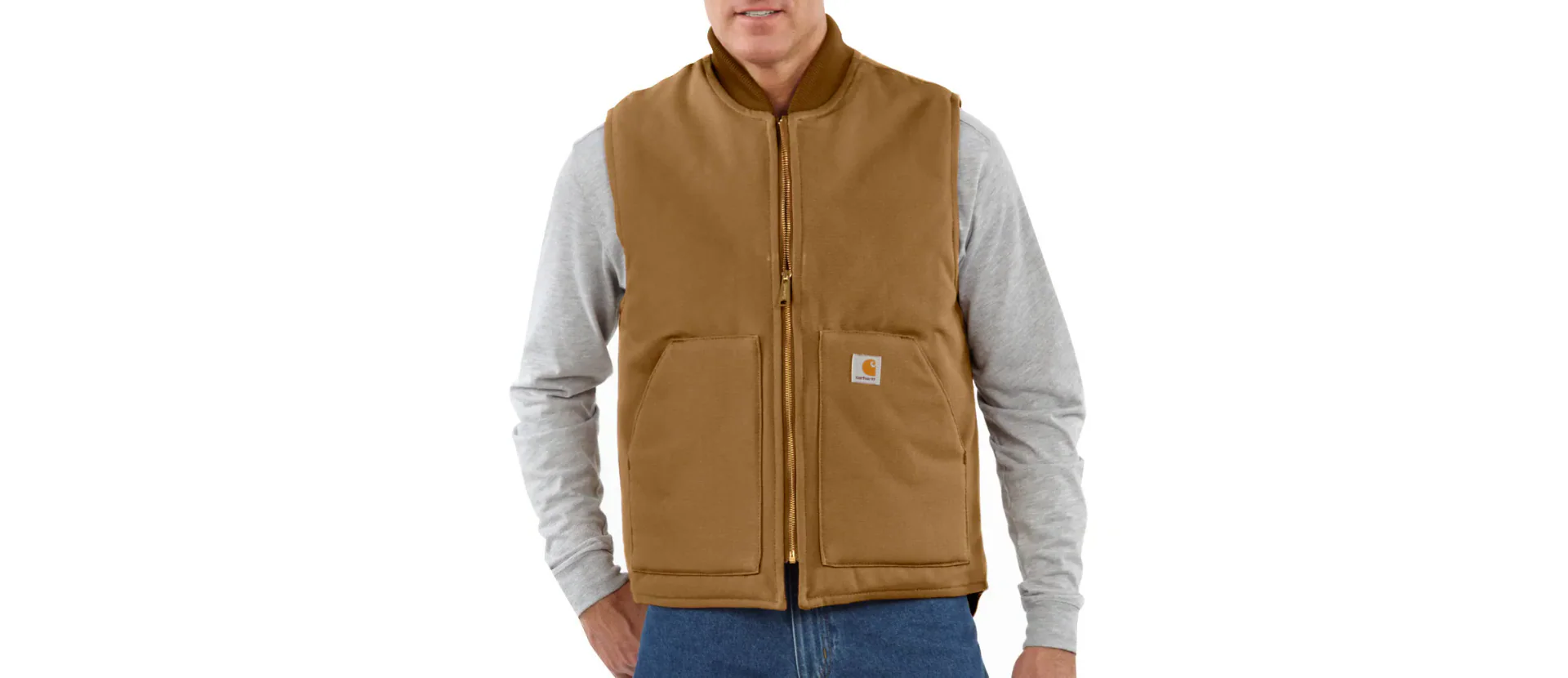 Carhartt Men's Iconic V01 Firm Duck Gilet Jacket Brown 106676-BRN