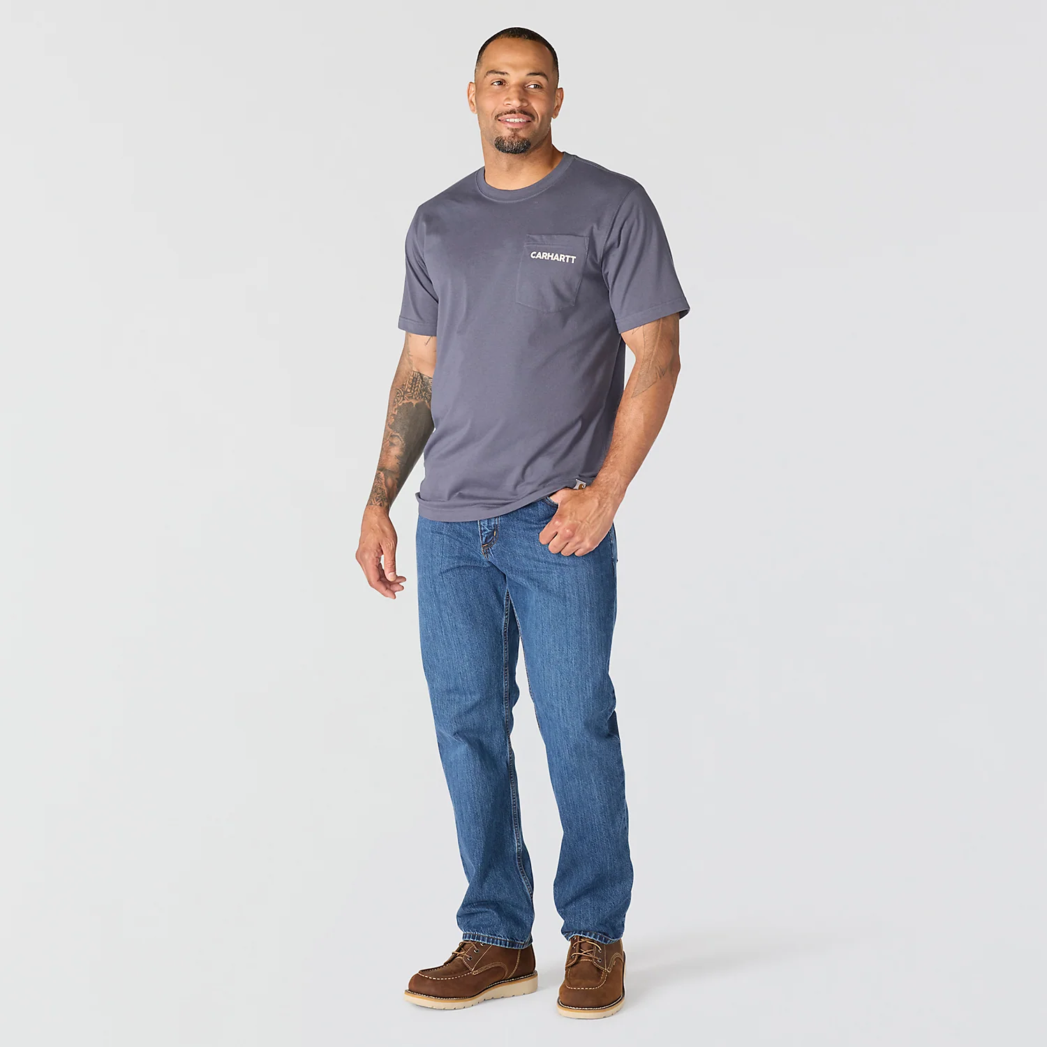 Carhartt Men's Irvine Relaxed Grill T-Shirt Blue Stone 107437-BLS - Image 2
