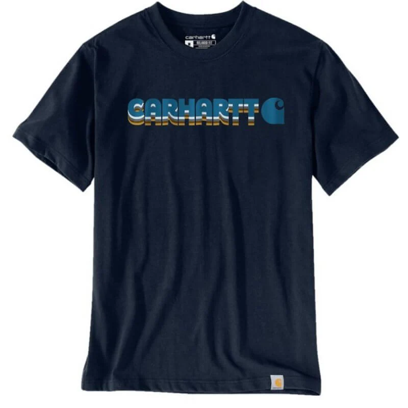 Carhartt Men's Irvine Relaxed Layered Logo T-Shirt Navy 107318-I26