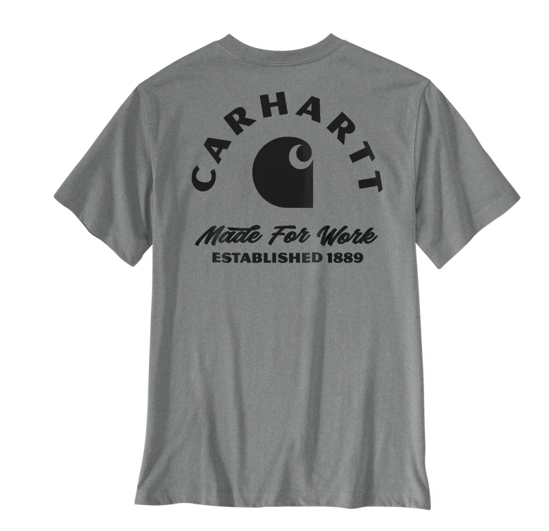 Carhartt Men's Irvine Relaxed Work T-Shirt Weather Ash Heather 107317-E87 - Image 2
