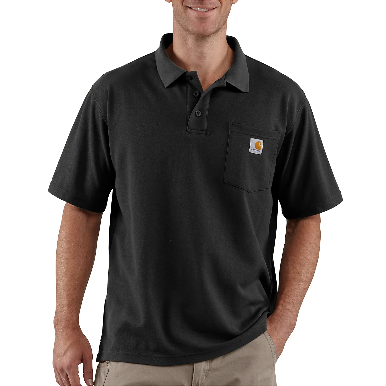 Carhartt Men's Loose Fit Midweight Pocket Polo T-Shirt Black 106685-BLK