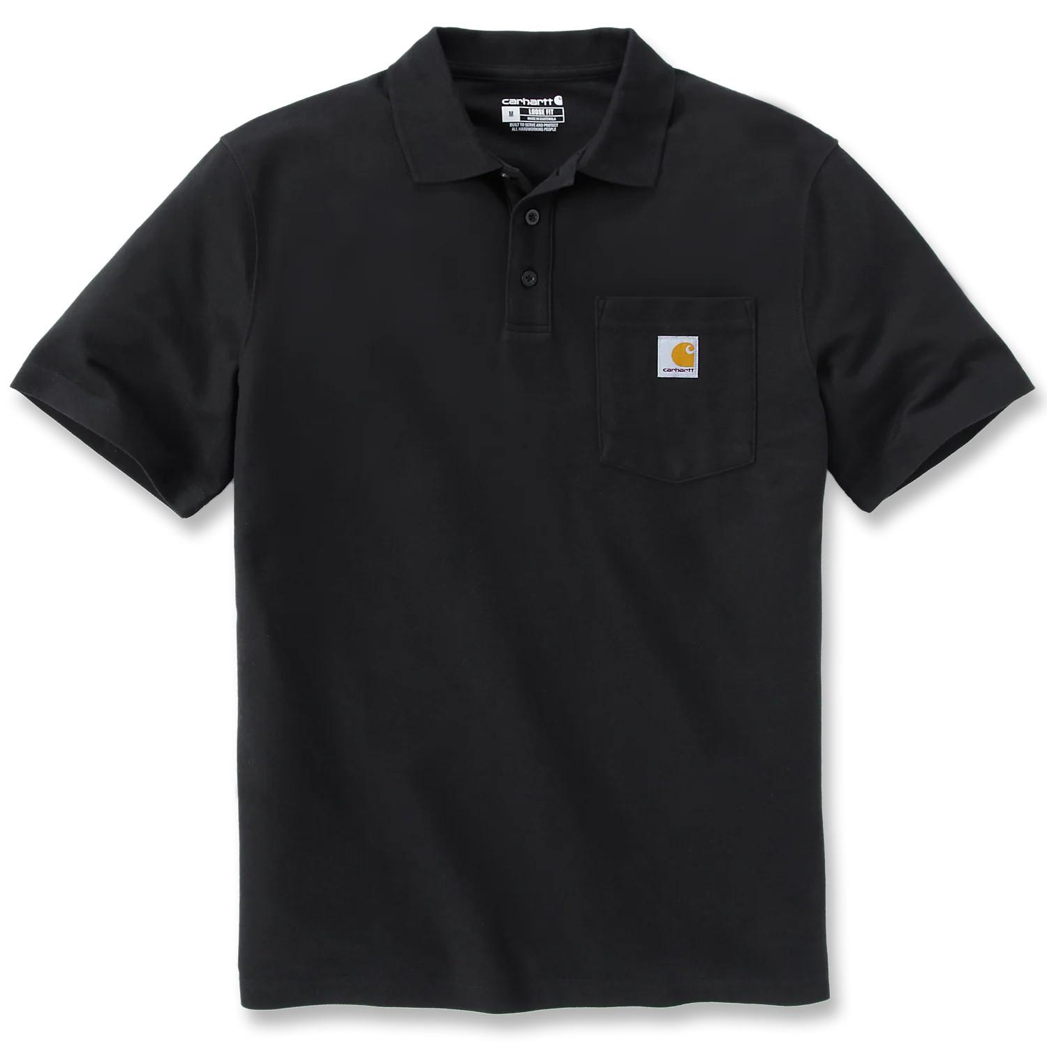 Carhartt Men's Loose Fit Midweight Pocket Polo T-Shirt Black 106685-BLK - Image 2