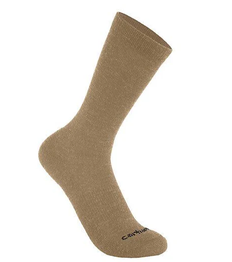 Carhartt Men's Midweight Synthetic-Wool Blend Mountain Crew (2-Pack) Socks Dark Khaki SC9592 - Image 3
