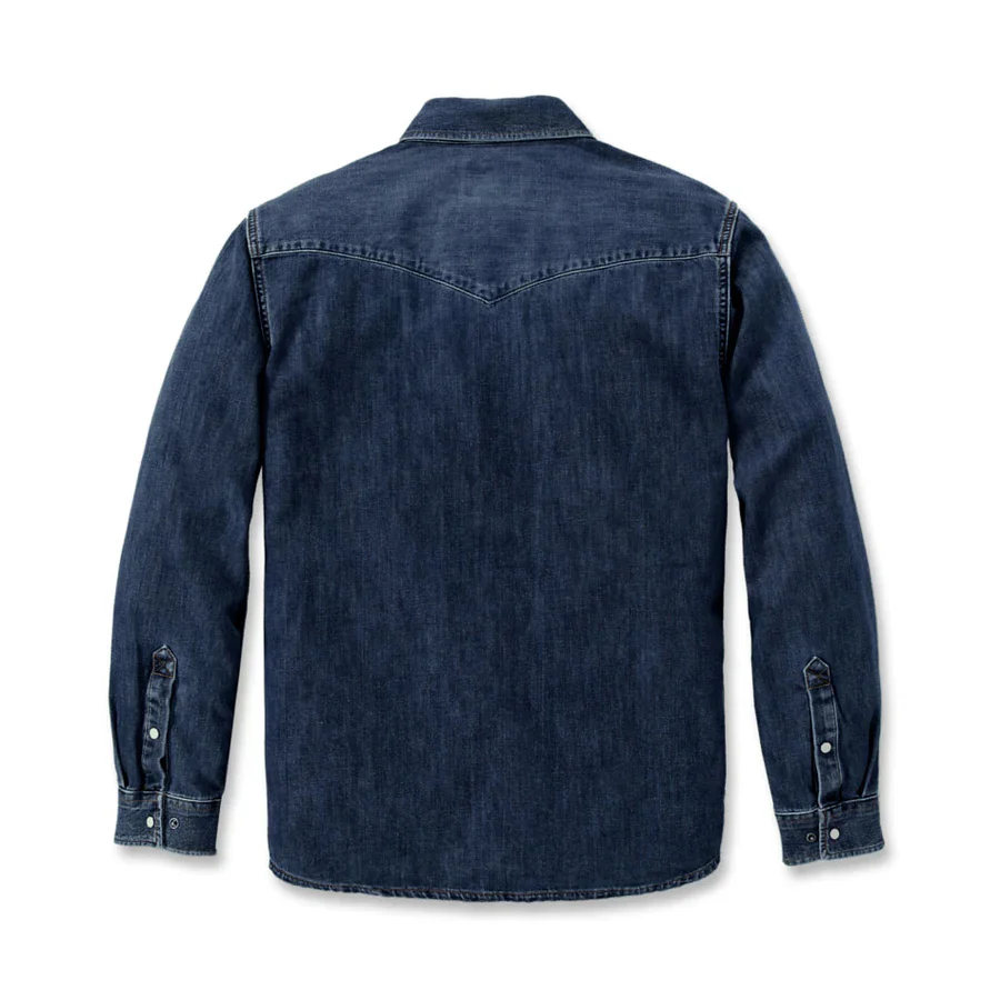 Carhartt Mens' Montana Relaxed Fit Denim Long-Sleeve Shirt Wyatt 106429-HK3 - Image 4