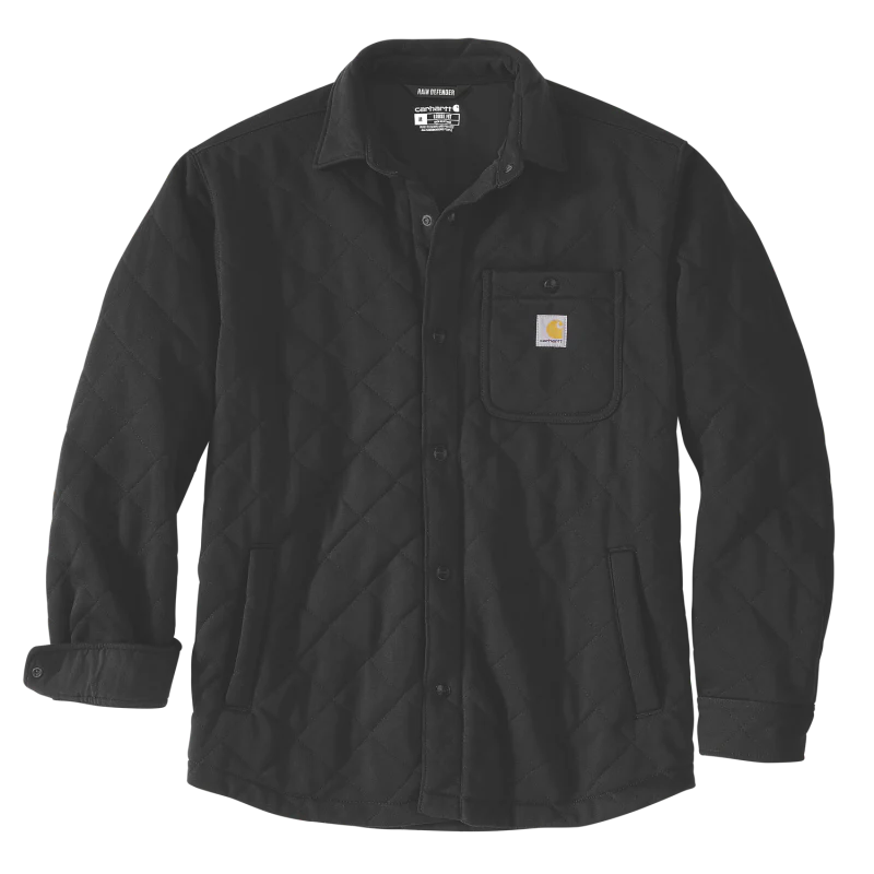 Carhartt Mens' Rain Defender™ Loose Fit Heavyweight Quilted Snap Front Shirt Jacket Black 107270-BLK