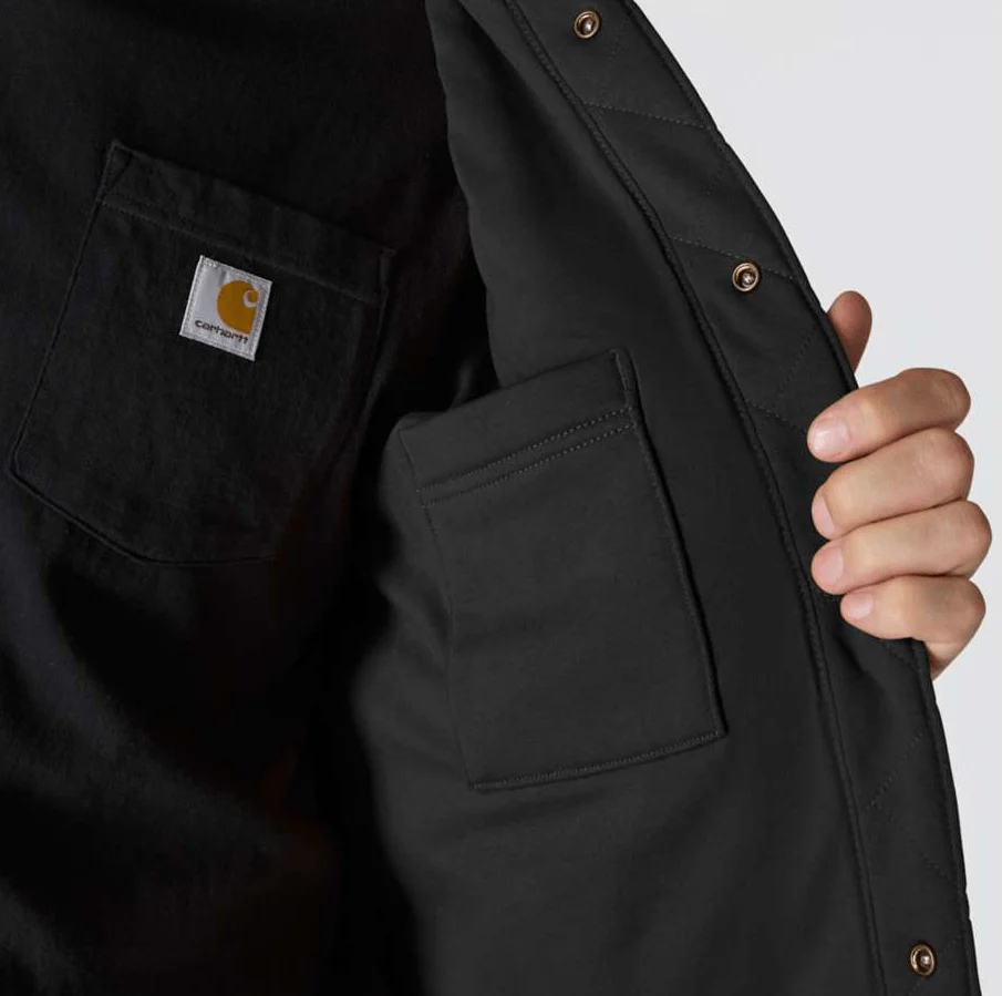 Carhartt Mens' Rain Defender™ Loose Fit Heavyweight Quilted Snap Front Shirt Jacket Black 107270-BLK - Image 2