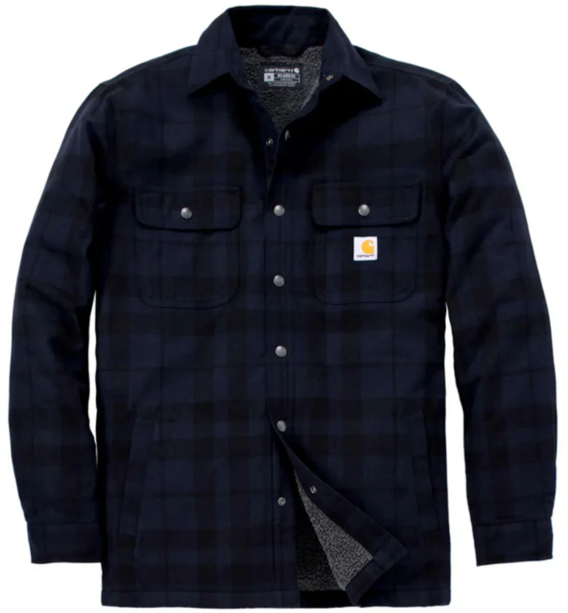 Carhartt Mens' Relaxed Fit Flannel Sherpa-Lined Shirt Jacket Navy 107017-I26 - Image 2
