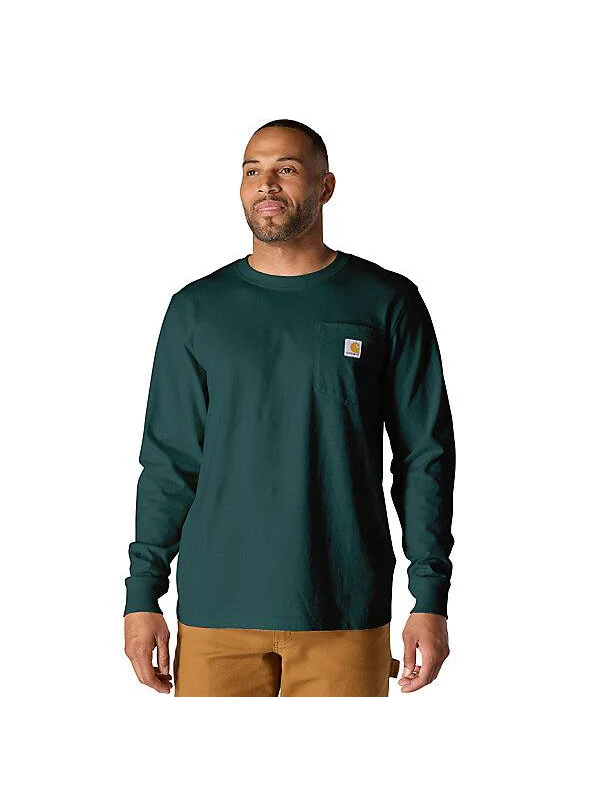 Carhartt Mens' Relaxed Fit Heavyweight Long-Sleeve T-shirt Greenstone Heather 107260-GM2