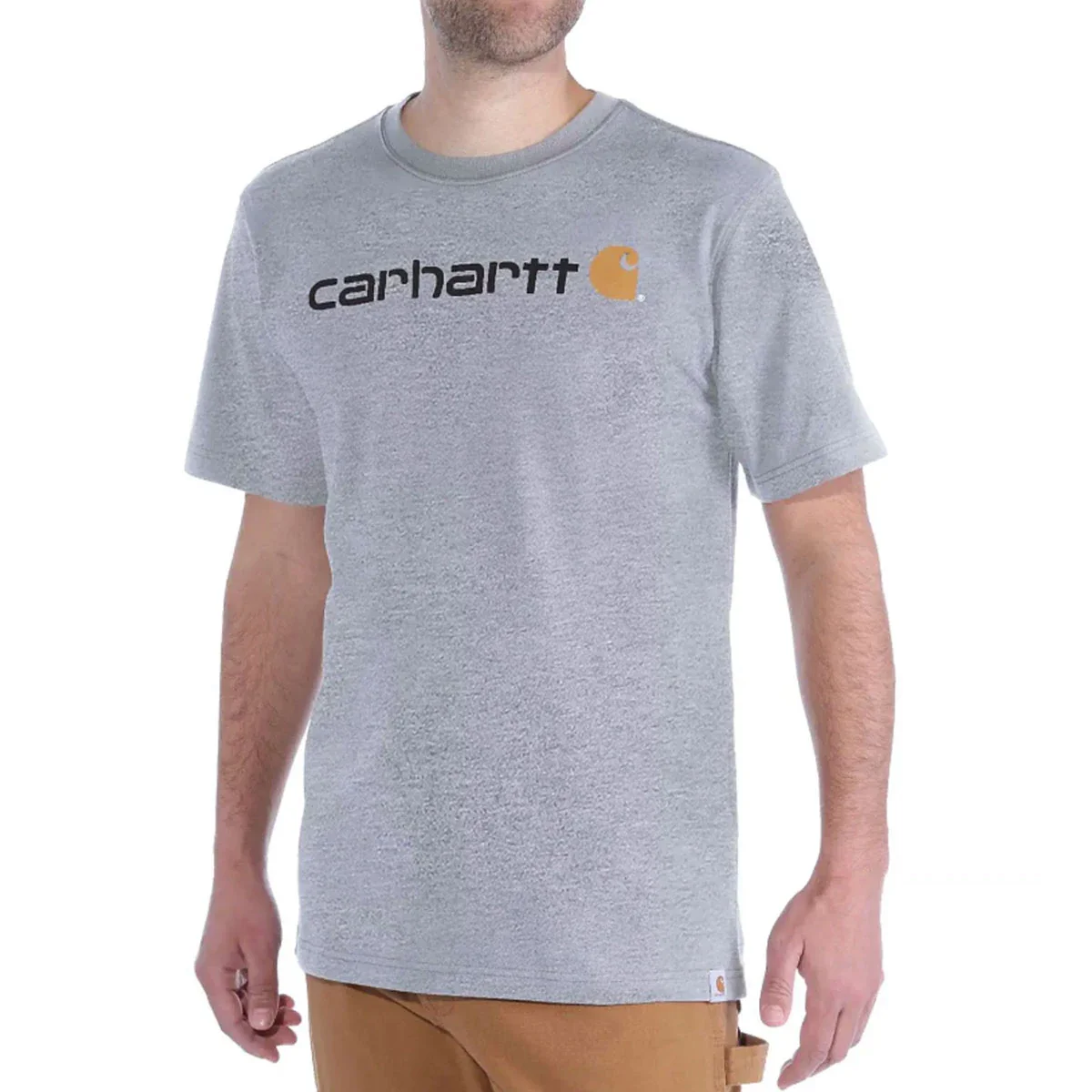 Carhartt Mens' Relaxed Fit Heavyweight Short-Sleeve Logo Graphic T-Shirt Heather Gray 103361-034