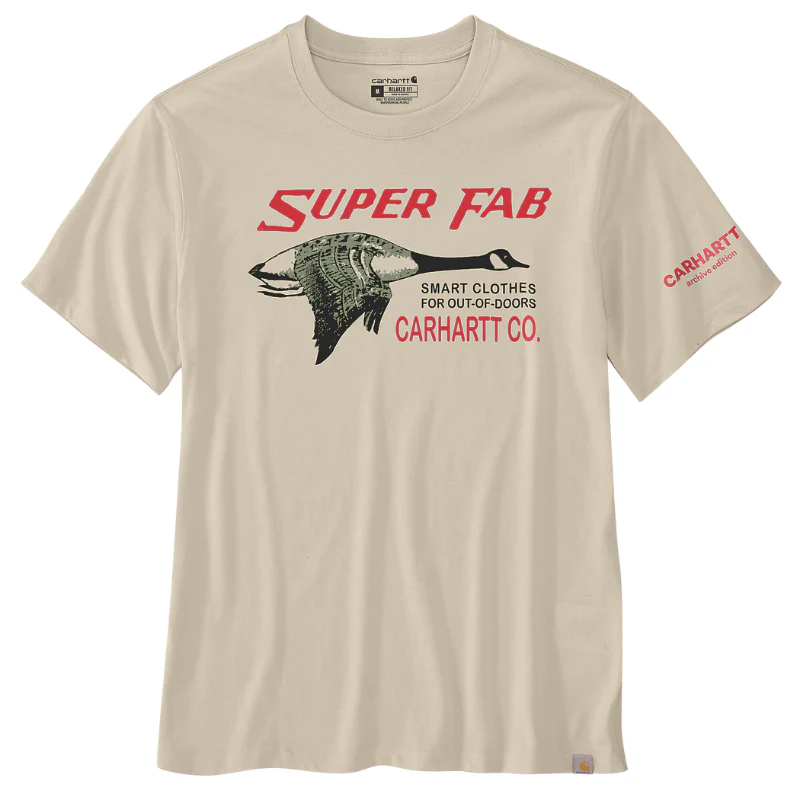Carhartt Mens' Relaxed Fit Lightweight Short-Sleeve Fab Graphic T-Shirt Oat Milk 107050-A16 - Image 3