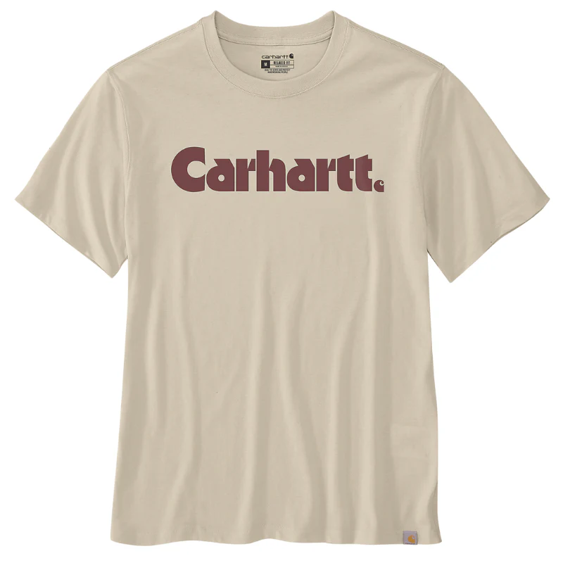 Carhartt Mens' Relaxed Fit Lightweight Short-Sleeve Logo Graphic T-Shirt Oat Milk 107046-A16 - Image 3