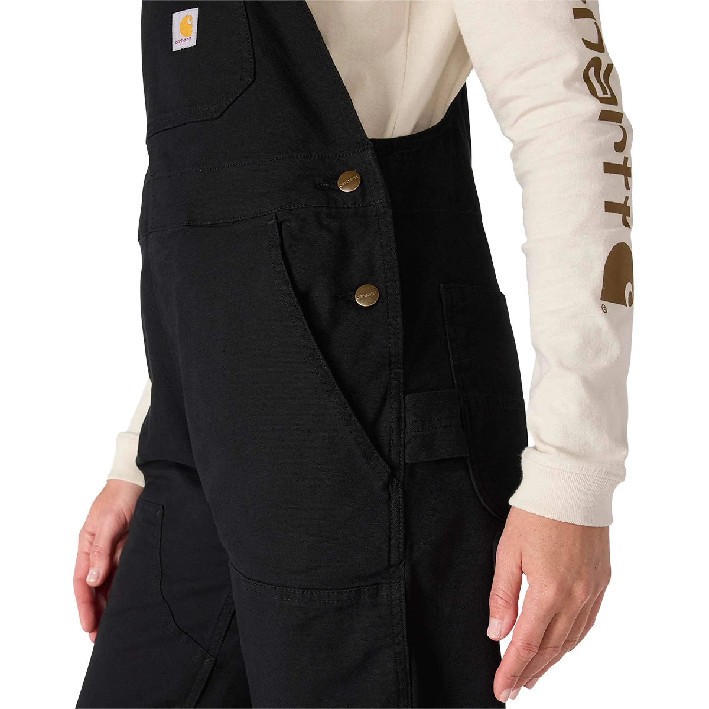 Carhartt Women's Loose Fit Canvas Bib Overall Black 106001-N04 - Image 3