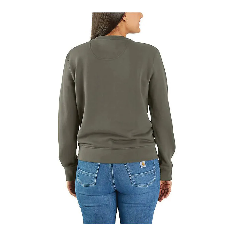 Carhartt Womens' Relaxed Fit Midweight French Terry Crewneck Sweatshirt Dusty Olive 106179-DOV - Image 2
