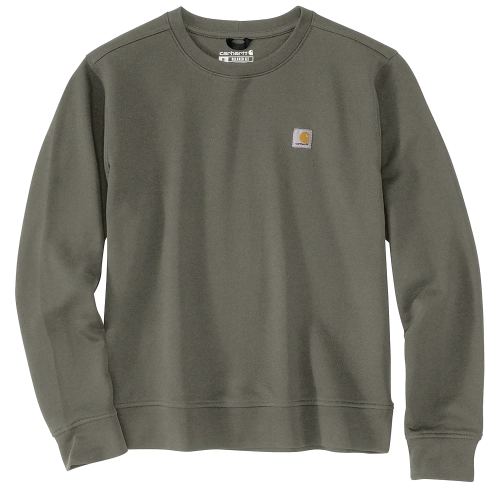 Carhartt Womens' Relaxed Fit Midweight French Terry Crewneck Sweatshirt Dusty Olive 106179-DOV - Image 3