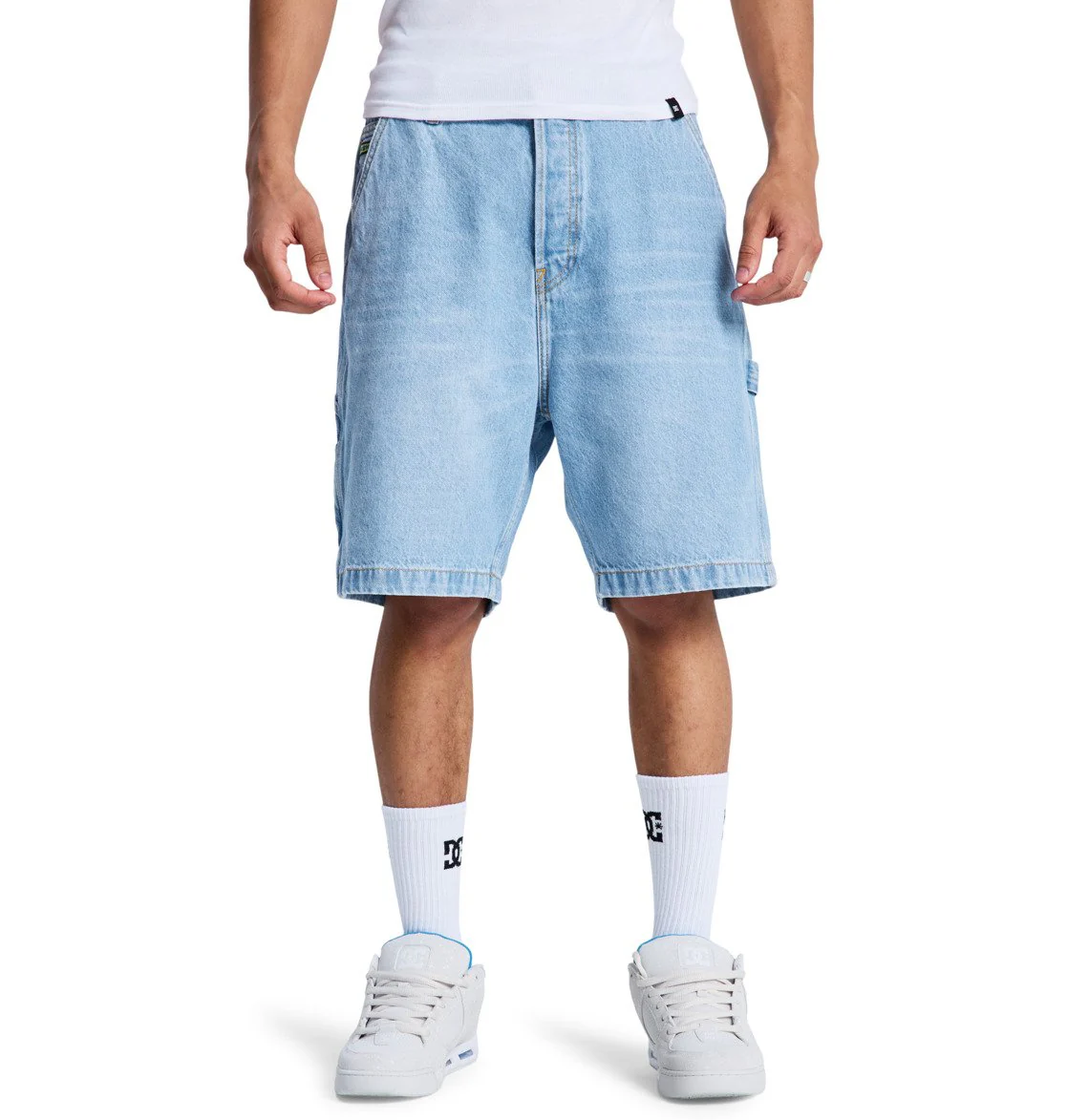 DC Men's Baggy Denim Carpenter Shorts Indigo Light EDYDS03037-BFBW