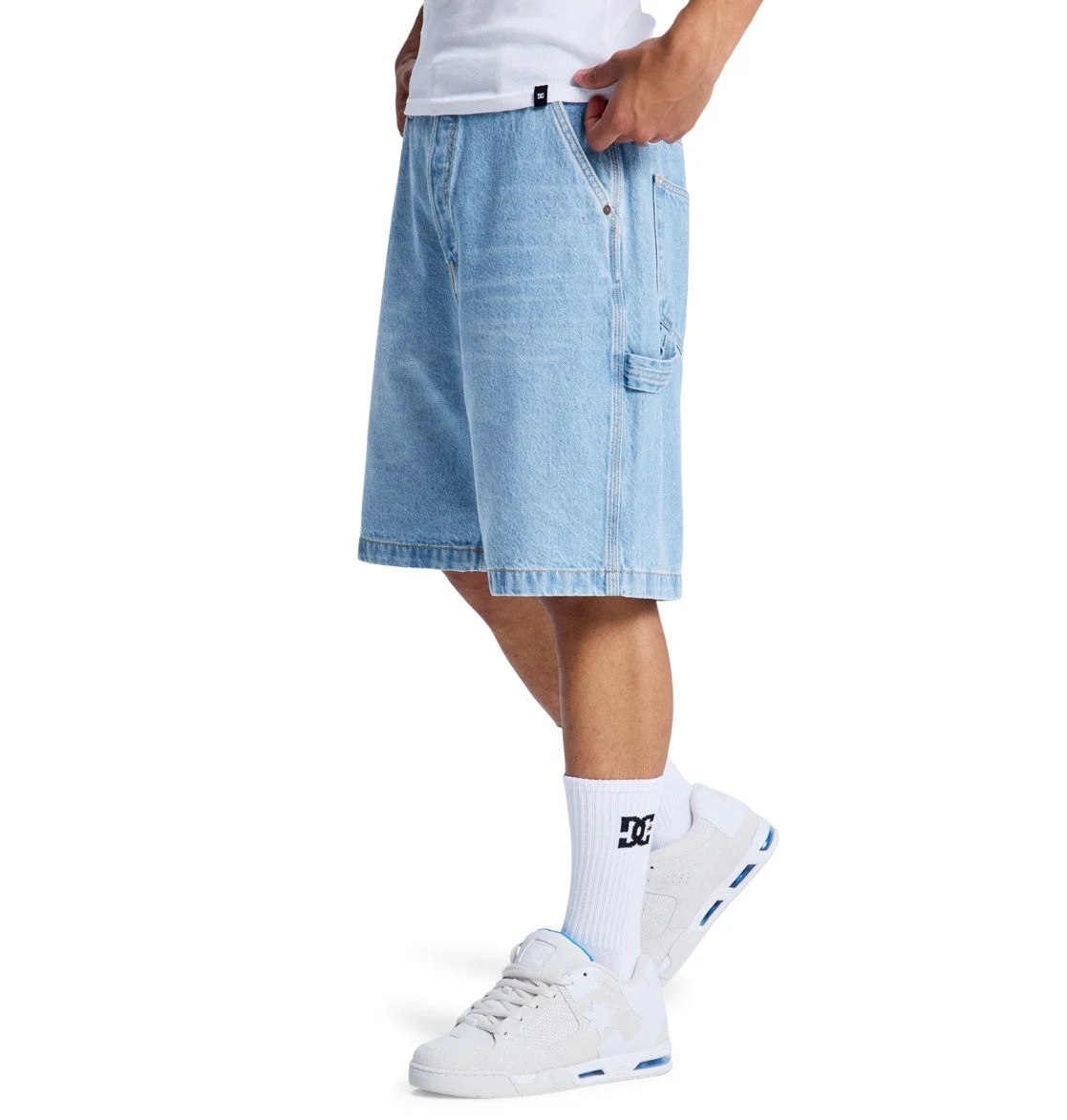 DC Men's Baggy Denim Carpenter Shorts Indigo Light EDYDS03037-BFBW - Image 3