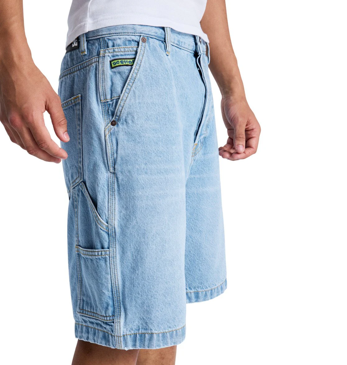 DC Men's Baggy Denim Carpenter Shorts Indigo Light EDYDS03037-BFBW - Image 4