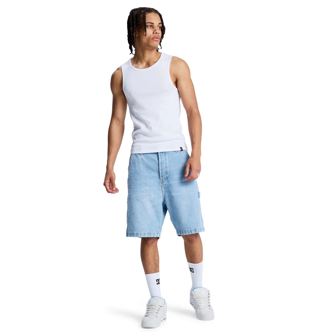 DC Men's Baggy Denim Carpenter Shorts Indigo Light EDYDS03037-BFBW - Image 6