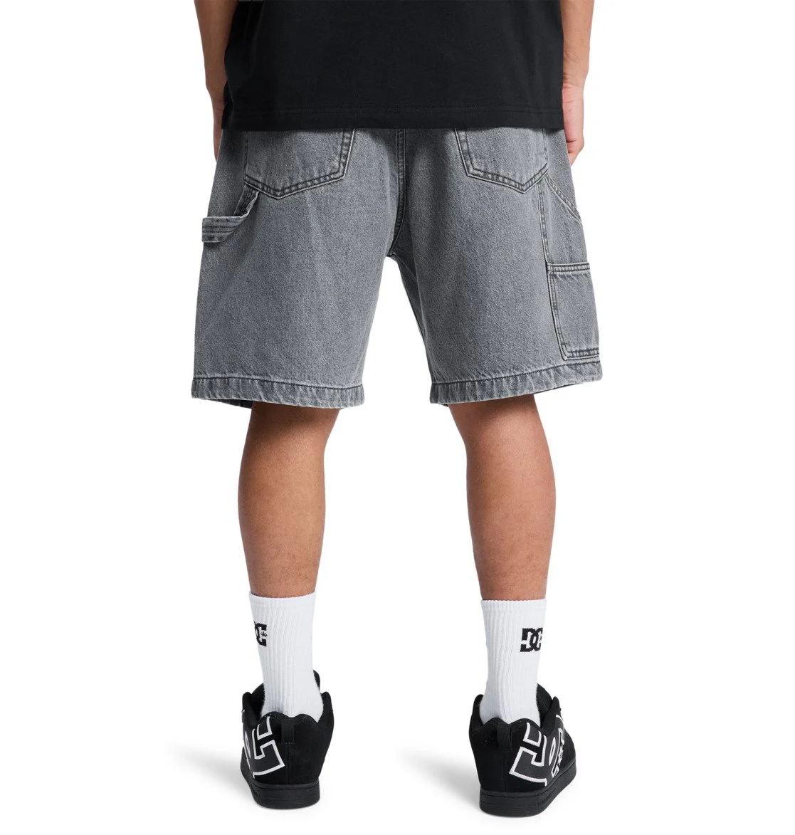 DC Men's Baggy Denim Carpenter Shorts Medium Grey EDYDS03037-KPVW - Image 2