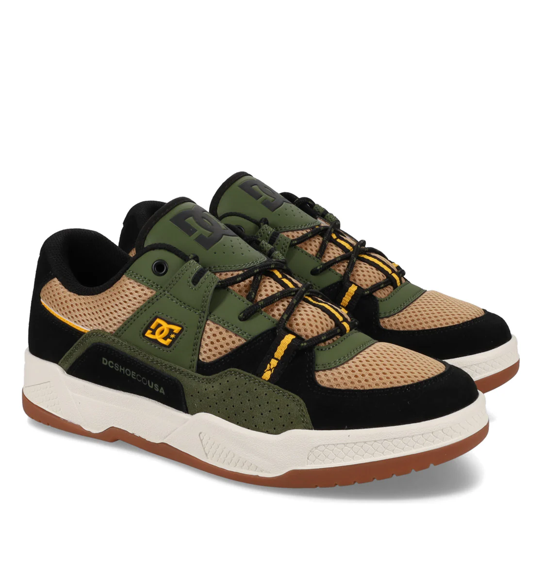 DC Mens' Construct Leather Shoes Tan/Olive/Black ADYS100822-210 - Image 3
