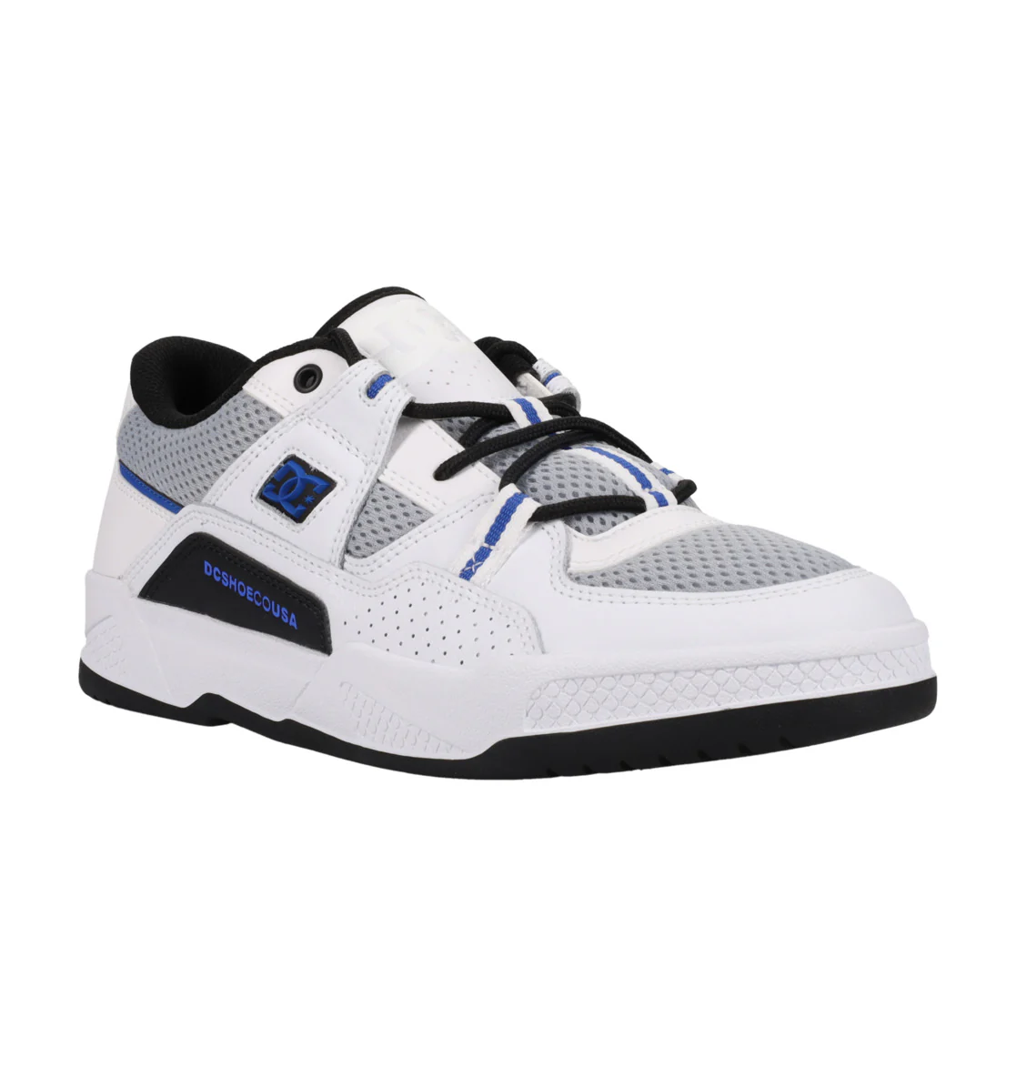 DC Men's Construct Leather Shoes White/Grey/Blue ADYS100822-XWSB - Image 3