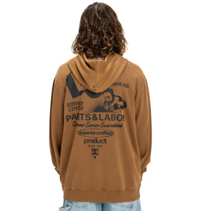DC Men's Parts Dep Zip Hoodie Toffee EDYSF03257-CQF0 - Image 3