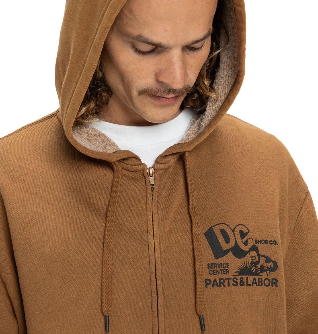 DC Men's Parts Dep Zip Hoodie Toffee EDYSF03257-CQF0 - Image 4