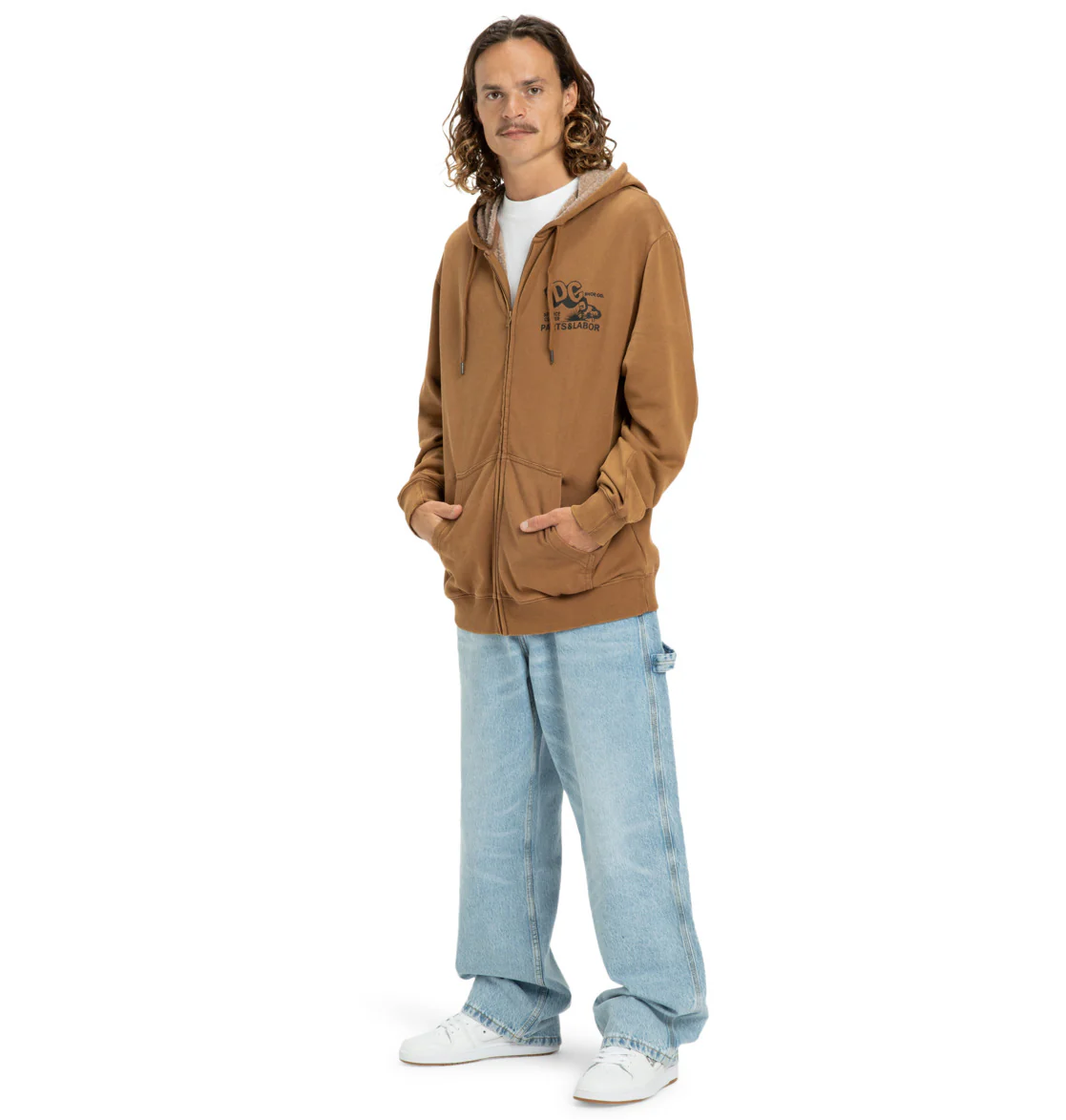 DC Men's Parts Dep Zip Hoodie Toffee EDYSF03257-CQF0 - Image 6