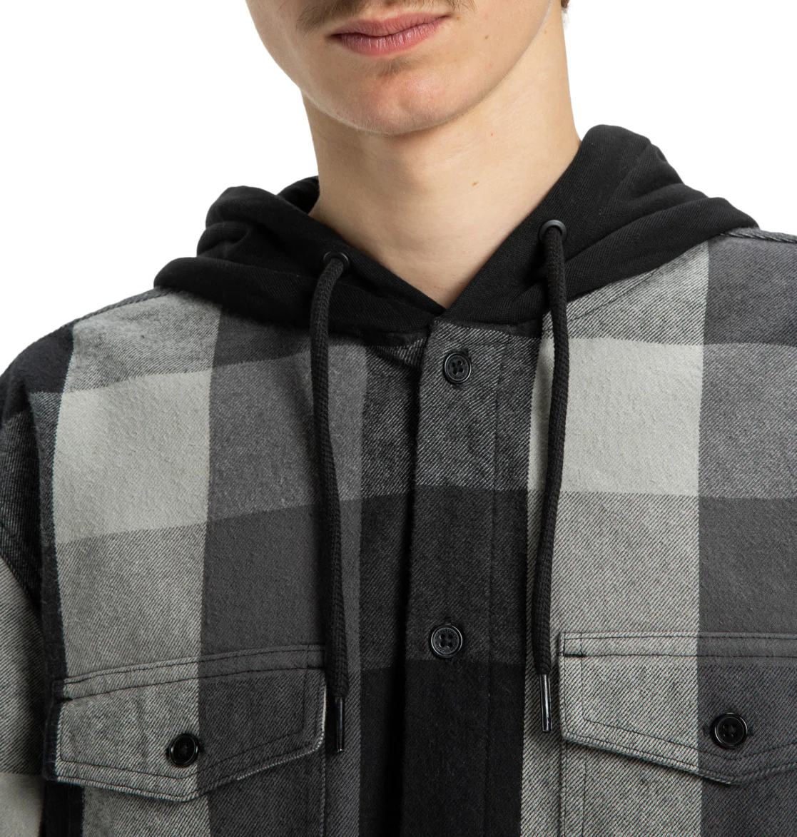 DC Men's Ruckus Hooded Long Sleeve Shirt Black ADYWT03104-KVJ0 - Image 2
