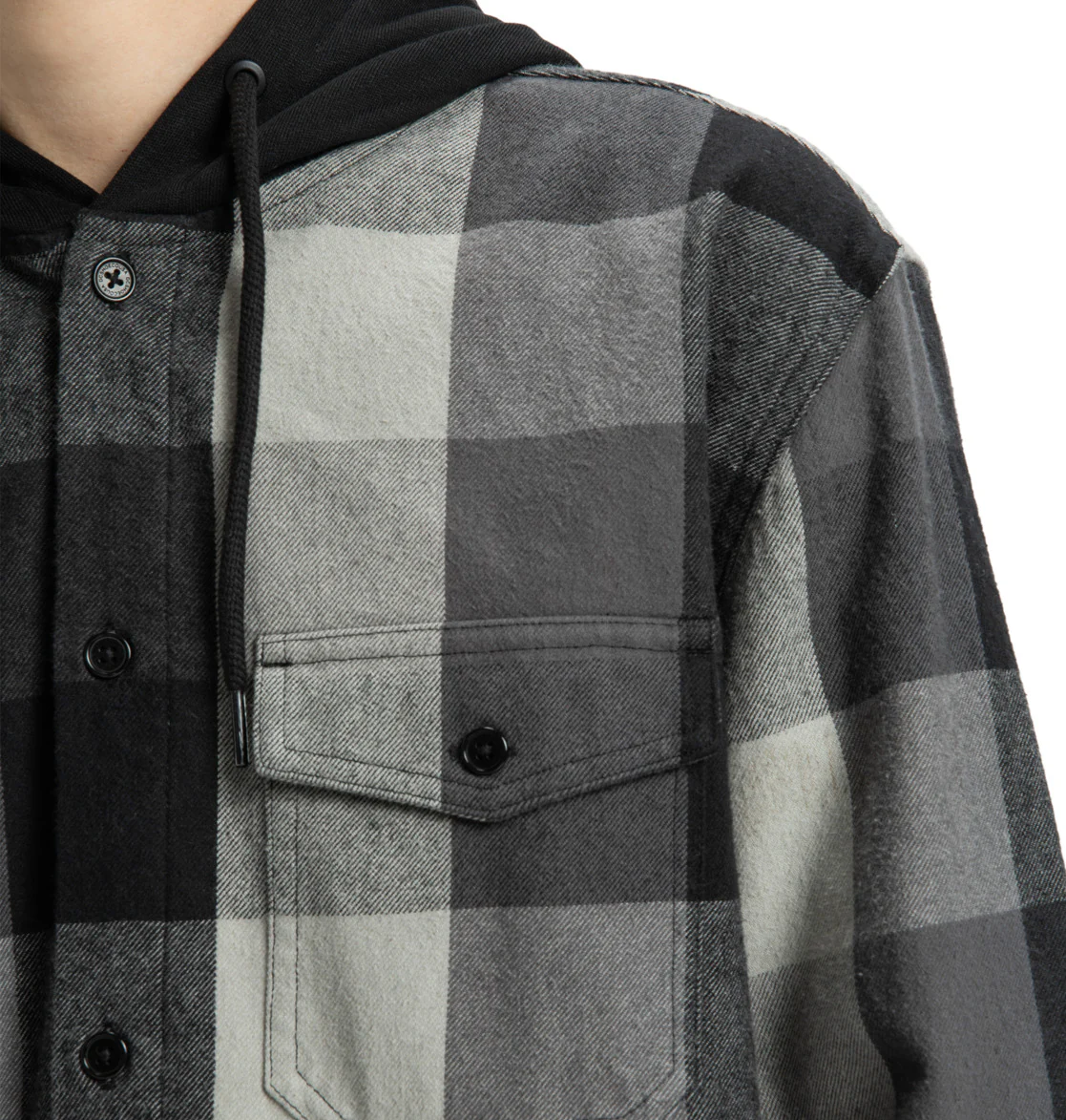 DC Men's Ruckus Hooded Long Sleeve Shirt Black ADYWT03104-KVJ0 - Image 3