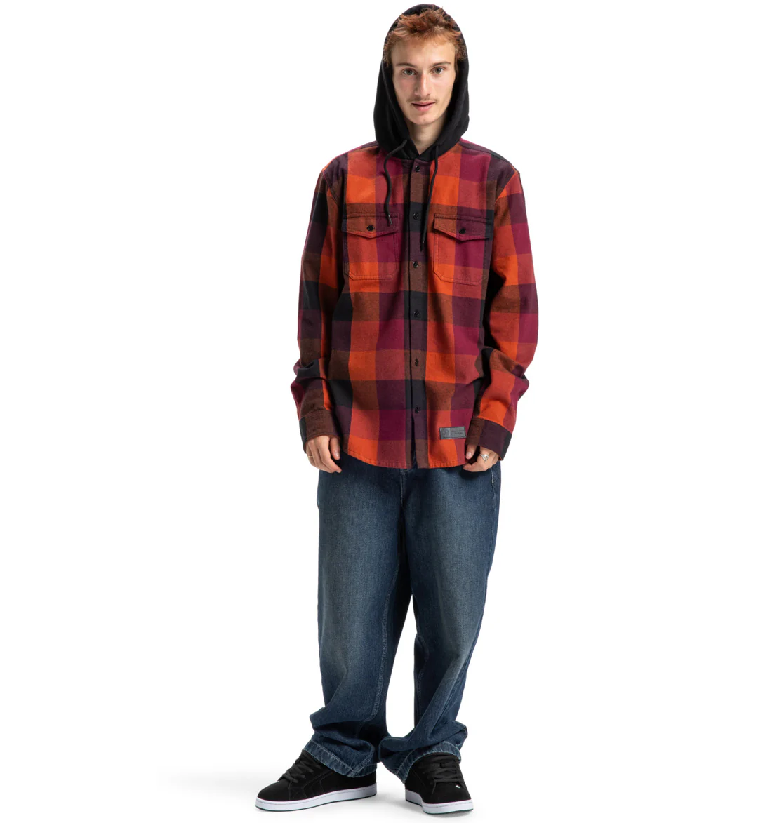DC Men's Ruckus Hooded Long Sleeve Shirt Picante ADYWT03104-NQV0 - Image 4