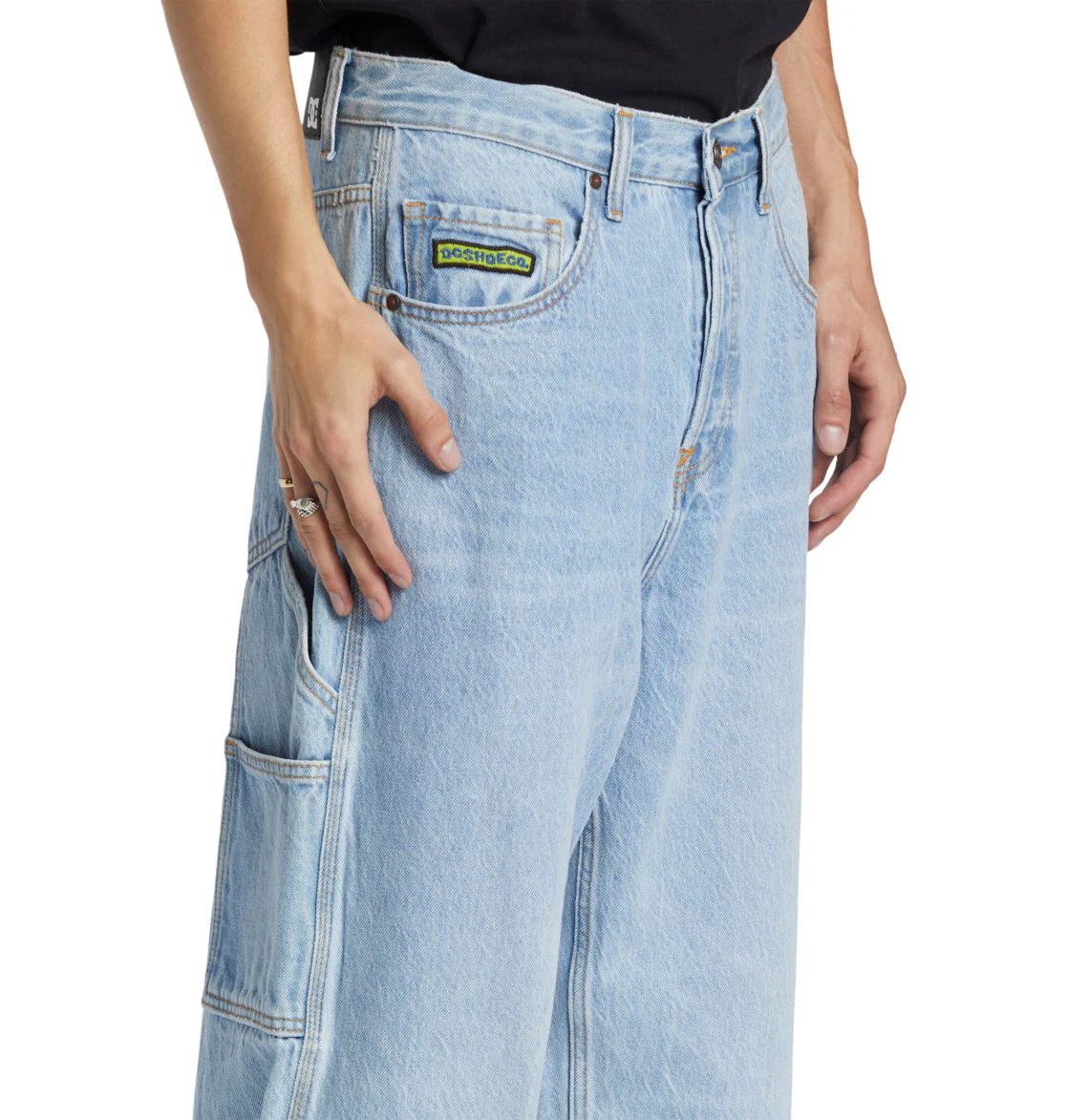 DC Men's Worker Baggy Carpenter Denim Pants Indigo Light ADYDP03087-BFBW - Image 3