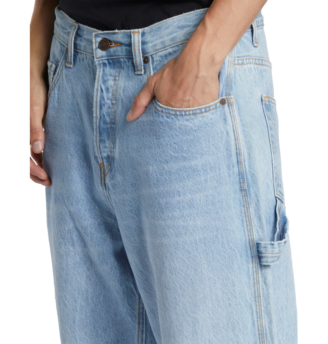 DC Men's Worker Baggy Carpenter Denim Pants Indigo Light ADYDP03087-BFBW - Image 4